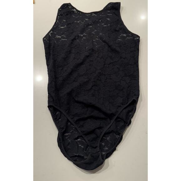Vintage Ann Taylor Cami Bodysuit Size Large 90s Black Lace Coquette Romantic - Picture 1 of 8